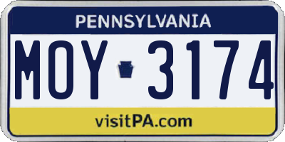 PA license plate MOY3174