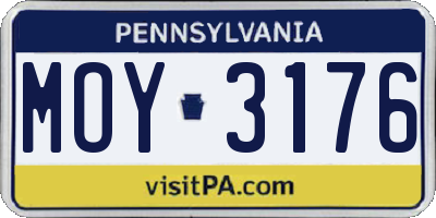 PA license plate MOY3176
