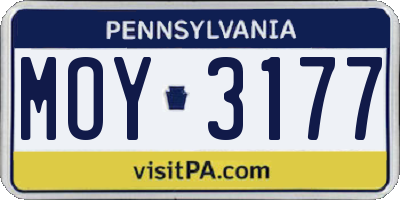 PA license plate MOY3177