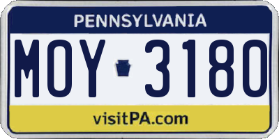 PA license plate MOY3180