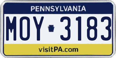 PA license plate MOY3183
