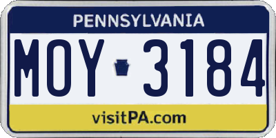 PA license plate MOY3184