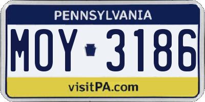 PA license plate MOY3186