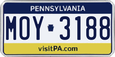 PA license plate MOY3188