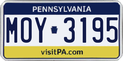 PA license plate MOY3195