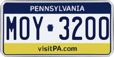 PA license plate MOY3200