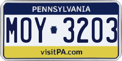 PA license plate MOY3203