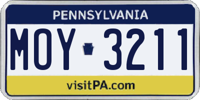 PA license plate MOY3211