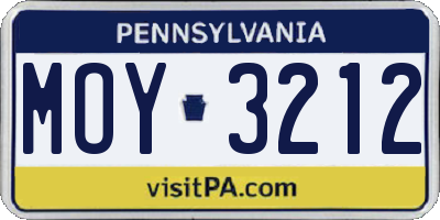 PA license plate MOY3212