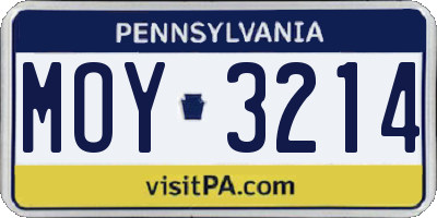 PA license plate MOY3214