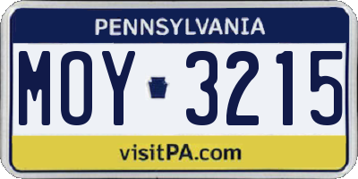PA license plate MOY3215