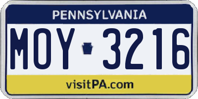 PA license plate MOY3216