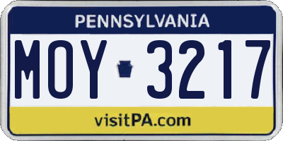 PA license plate MOY3217