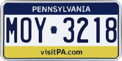 PA license plate MOY3218