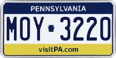 PA license plate MOY3220
