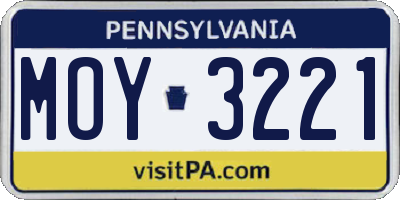 PA license plate MOY3221