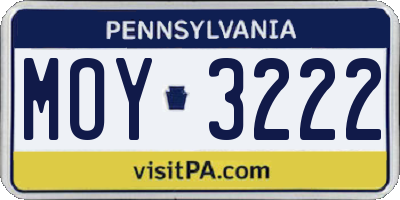 PA license plate MOY3222