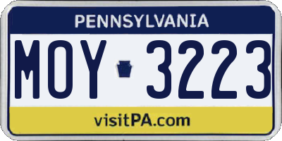 PA license plate MOY3223