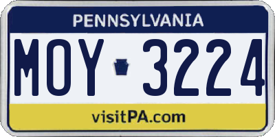 PA license plate MOY3224
