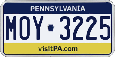 PA license plate MOY3225