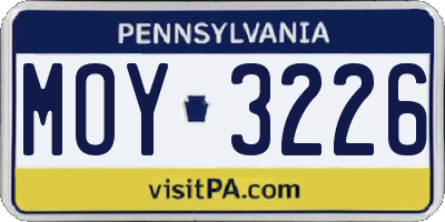 PA license plate MOY3226