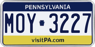 PA license plate MOY3227