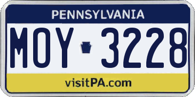 PA license plate MOY3228