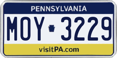 PA license plate MOY3229