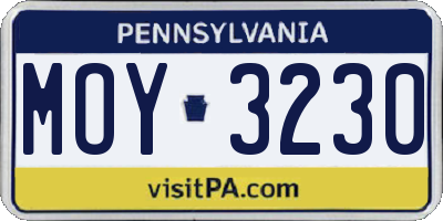 PA license plate MOY3230