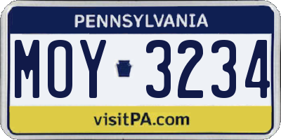 PA license plate MOY3234