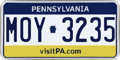 PA license plate MOY3235