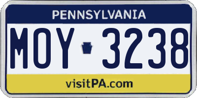 PA license plate MOY3238