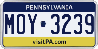 PA license plate MOY3239