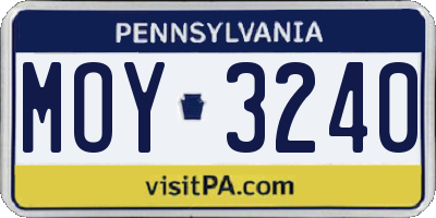 PA license plate MOY3240