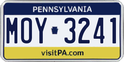 PA license plate MOY3241