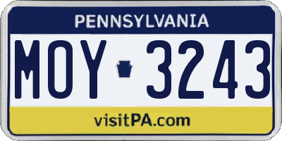 PA license plate MOY3243