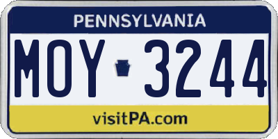 PA license plate MOY3244