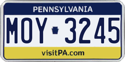 PA license plate MOY3245