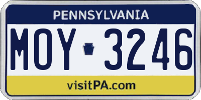 PA license plate MOY3246