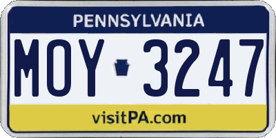 PA license plate MOY3247