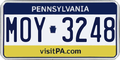 PA license plate MOY3248