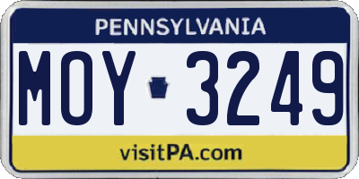 PA license plate MOY3249