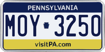 PA license plate MOY3250