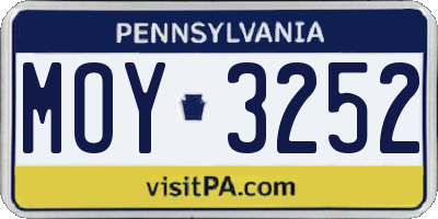 PA license plate MOY3252