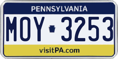 PA license plate MOY3253