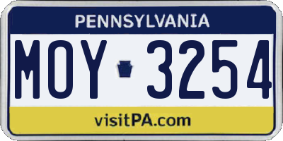 PA license plate MOY3254