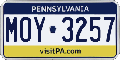 PA license plate MOY3257