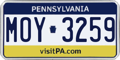 PA license plate MOY3259
