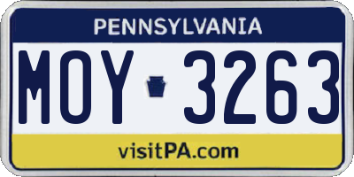 PA license plate MOY3263