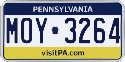 PA license plate MOY3264